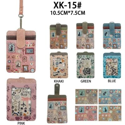 Sweet Candy Cat Design Synthetic Card Holder, Box and Transparent Back Area for Women