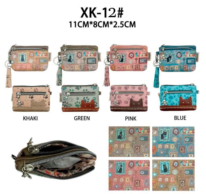 Borsa sintetica con design Sweet Candy Cat, cerniera con frange e scatola per donna