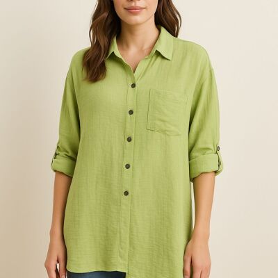CHEMISE ASYMÉTRIQUE LÉGÈRE EN PURE VISCOSE