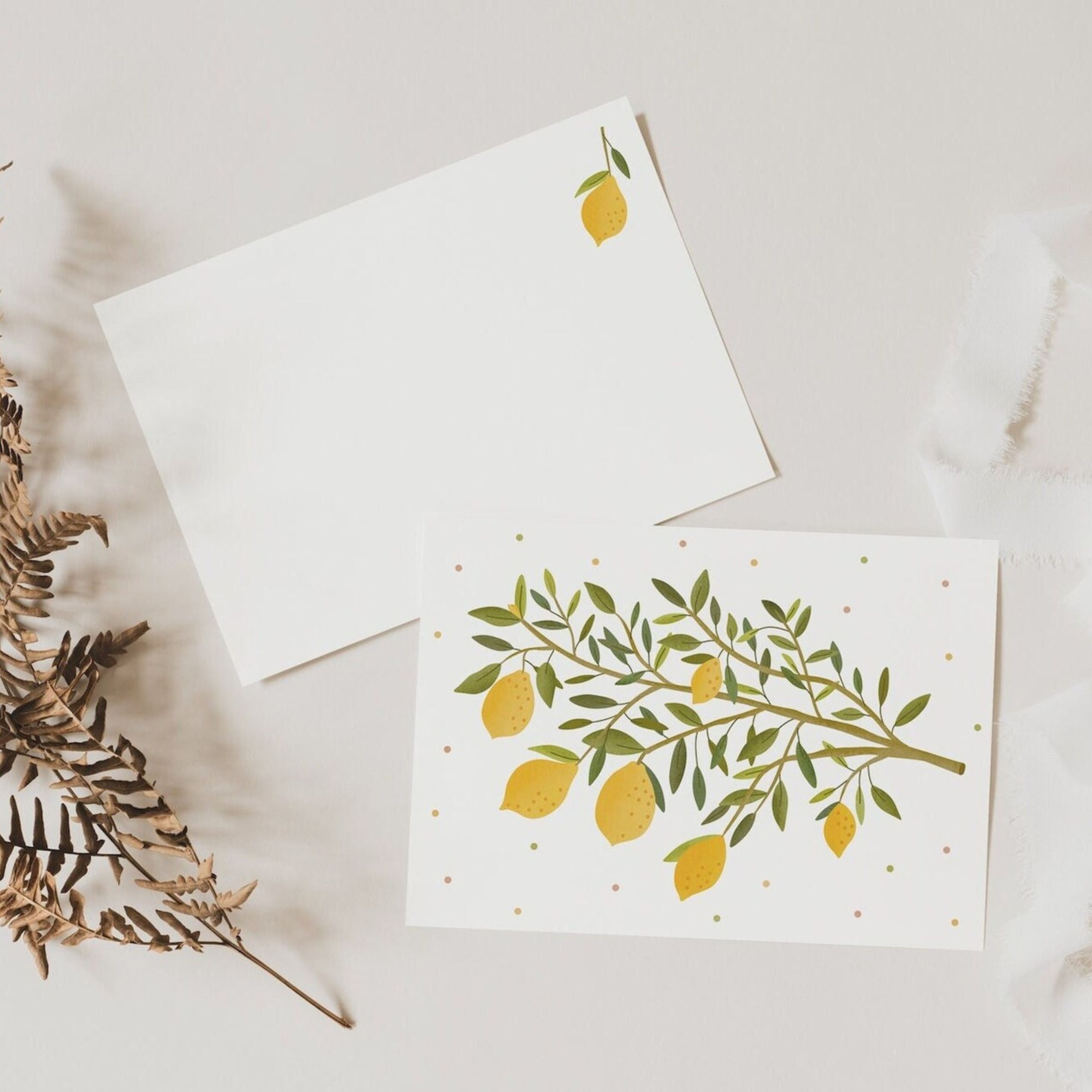 Postkarte Zitronenzweig - Zitrone Grußkarte Limone