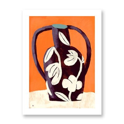 Black vase white flowers - Art Poster