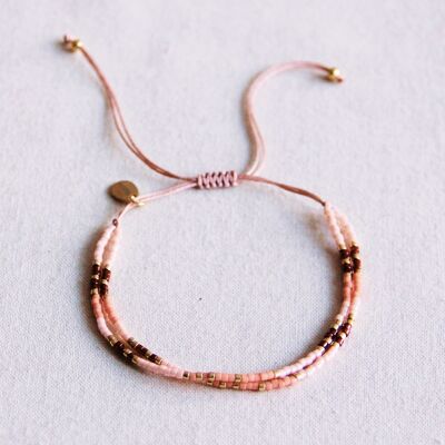 Bracciale miyuki doppio - rosa/carne/bordeaux
