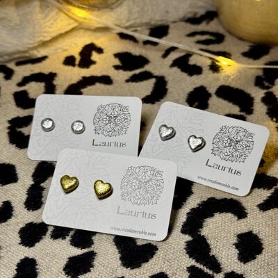 Sparkling heart stud earrings