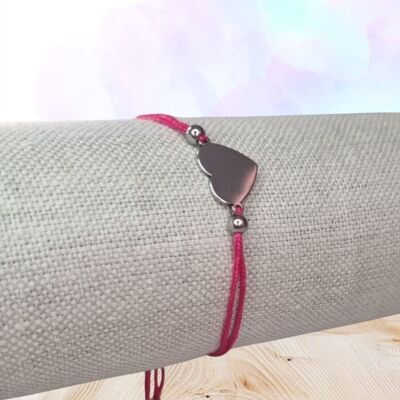 Braccialetto a forma di cuore rosa per bambini – fatto a mano e resistente