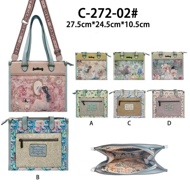 Borsa shopper da donna in materiale sintetico con design da polso e tasca posteriore con chiusura a cerniera