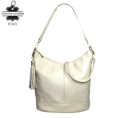 Sac à bandoulière en cuir pour femme avec poche arrière, crochet doré et longue poignée