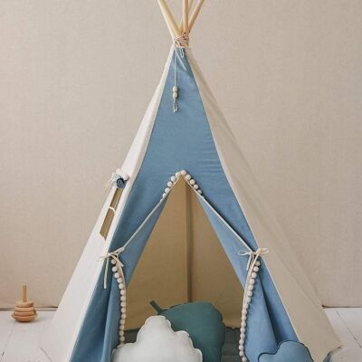 “Jeans” Teepee with Pompoms and Mat Set