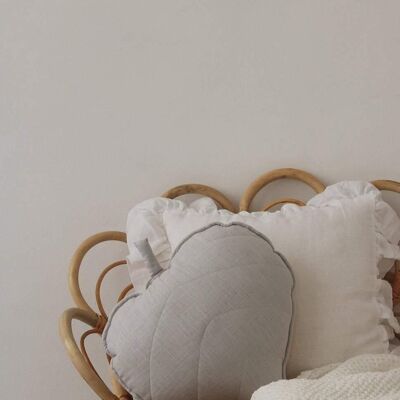 “Pigeon Grey” Linen Leaf Pillow