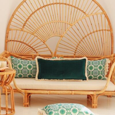 "Emerald" soft velvet bolster with fringe