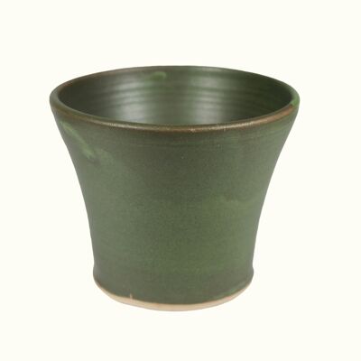 Mini vaso per piante in ceramica fatto a mano a forma di tulipano verde muschio