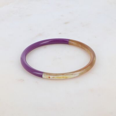 Bracciale rigido in corno di bufalo laccato viola - prodotto in Vietnam
