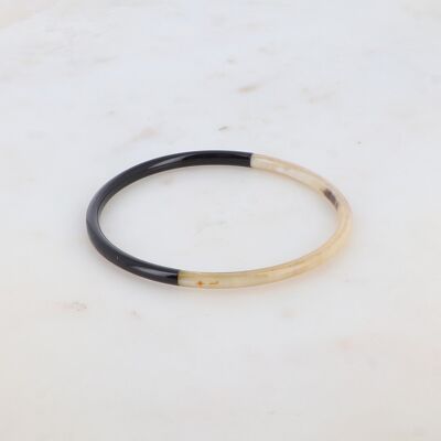 Brazalete fino en cuerno de búfalo lacado en negro - hecho en Vietnam