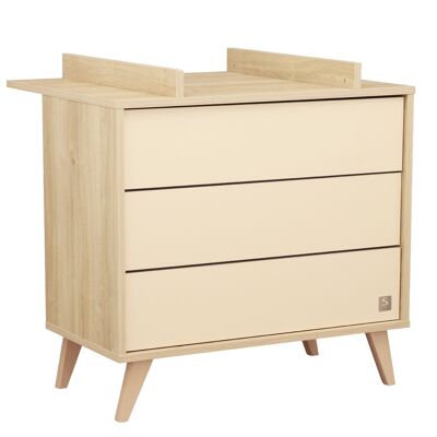 Commode 3 tiroirs sur pieds bois obliques - MELINEE