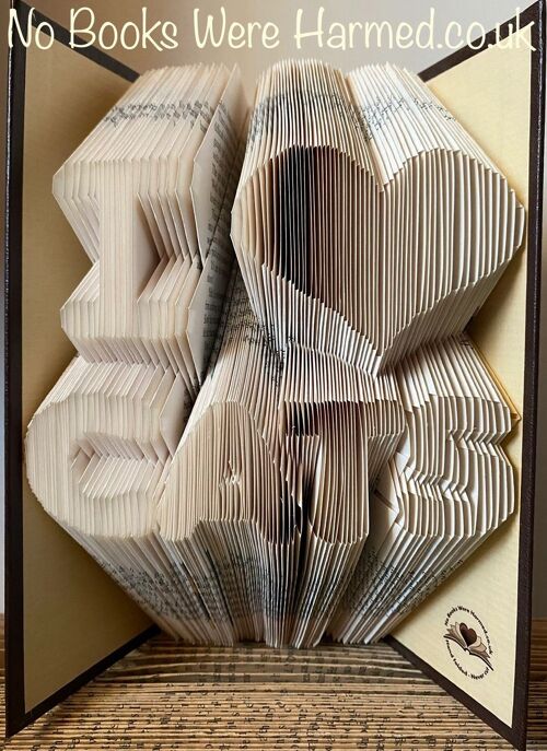 "I ♥ CATS" Hand folded, non cut book art sculpture