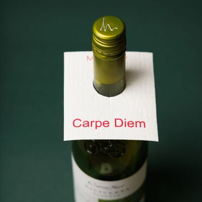 Etiqueta para cuello de botella Carpe Diem roja