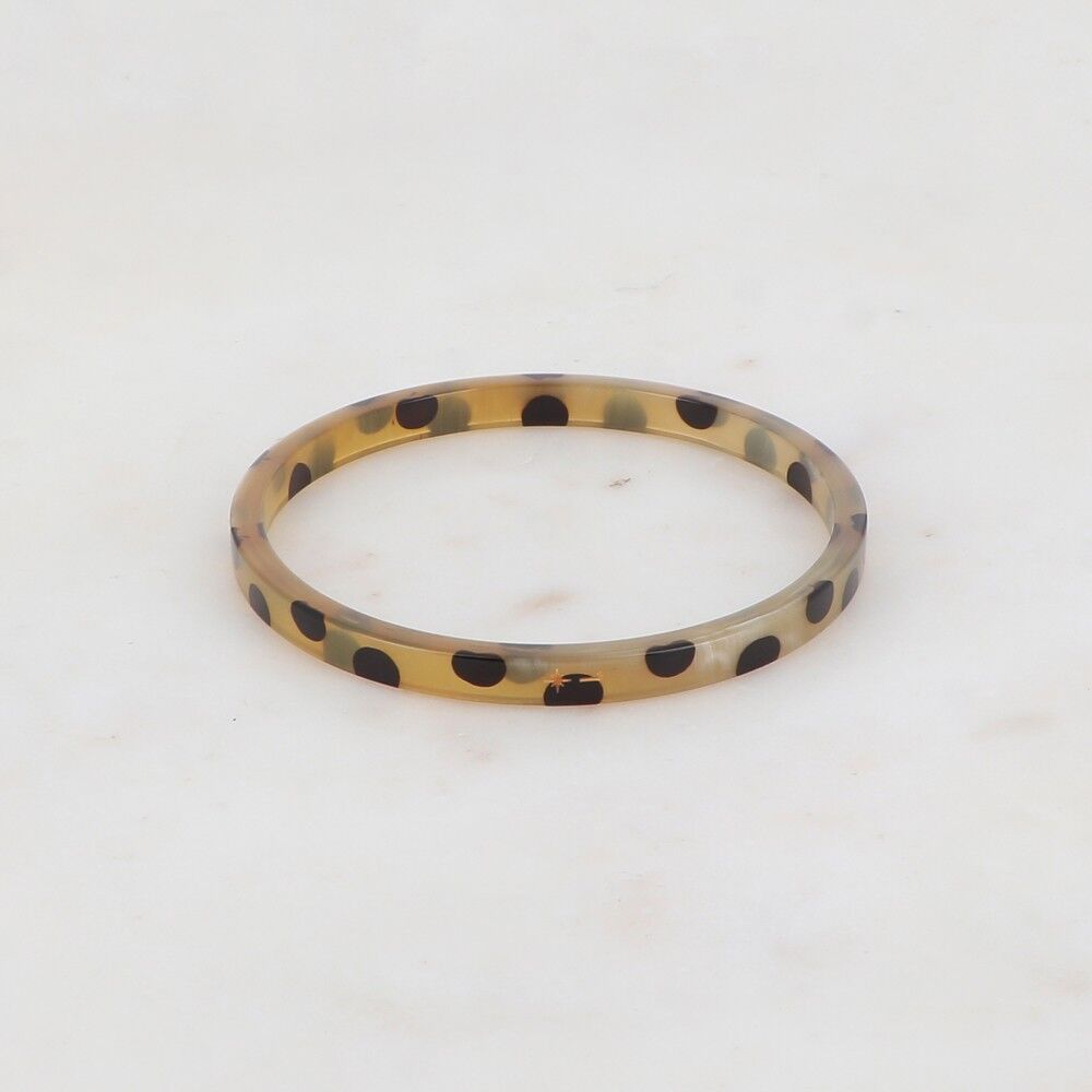 Jonc carré en corne de buffle avec motif léopard - made in Vietnam