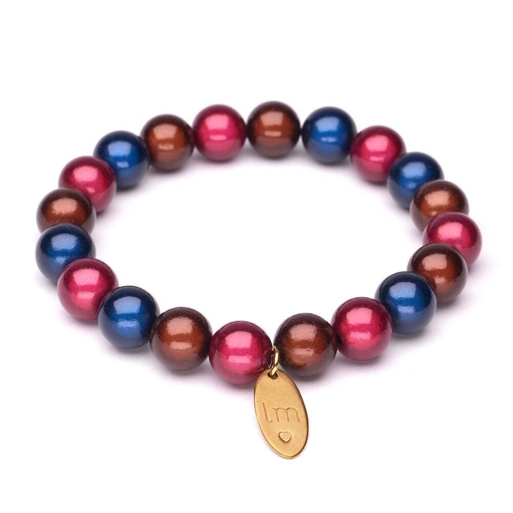 Bracciale LizzyMae blu navy rosso marrone 10mm