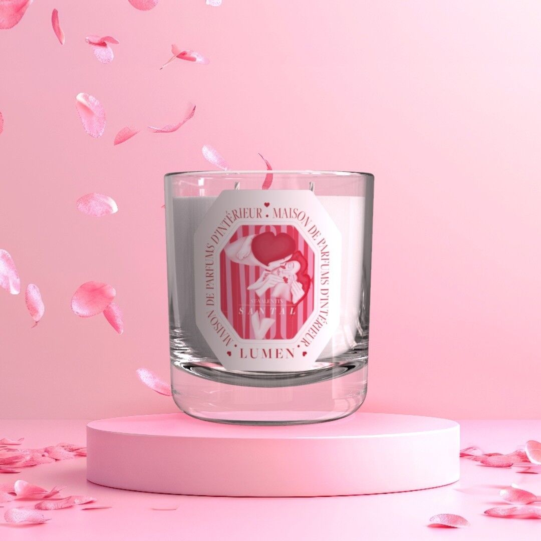 Candela profumata naturale per San Valentino, accattivante legno di sandalo