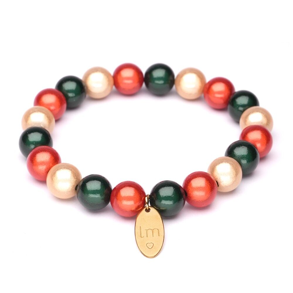 Bracciale LizzyMae verde scuro rosso champagne 10mm
