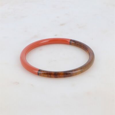 Bracciale rigido in corno di bufalo laccato color mattone - prodotto in Vietnam