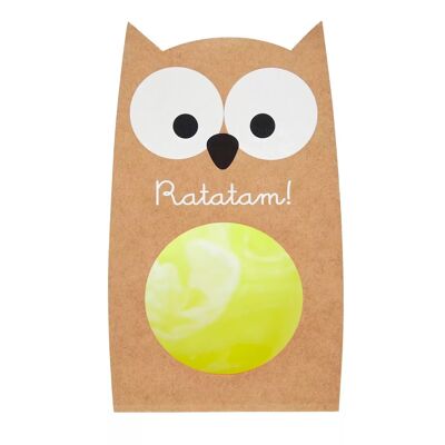 Pelota que rebota con forma de búho veteado - Amarillo