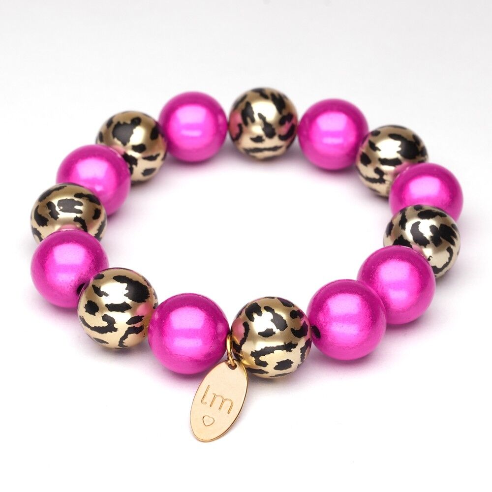 Pulsera LizzyMae Leopardo Fucsia 14mm