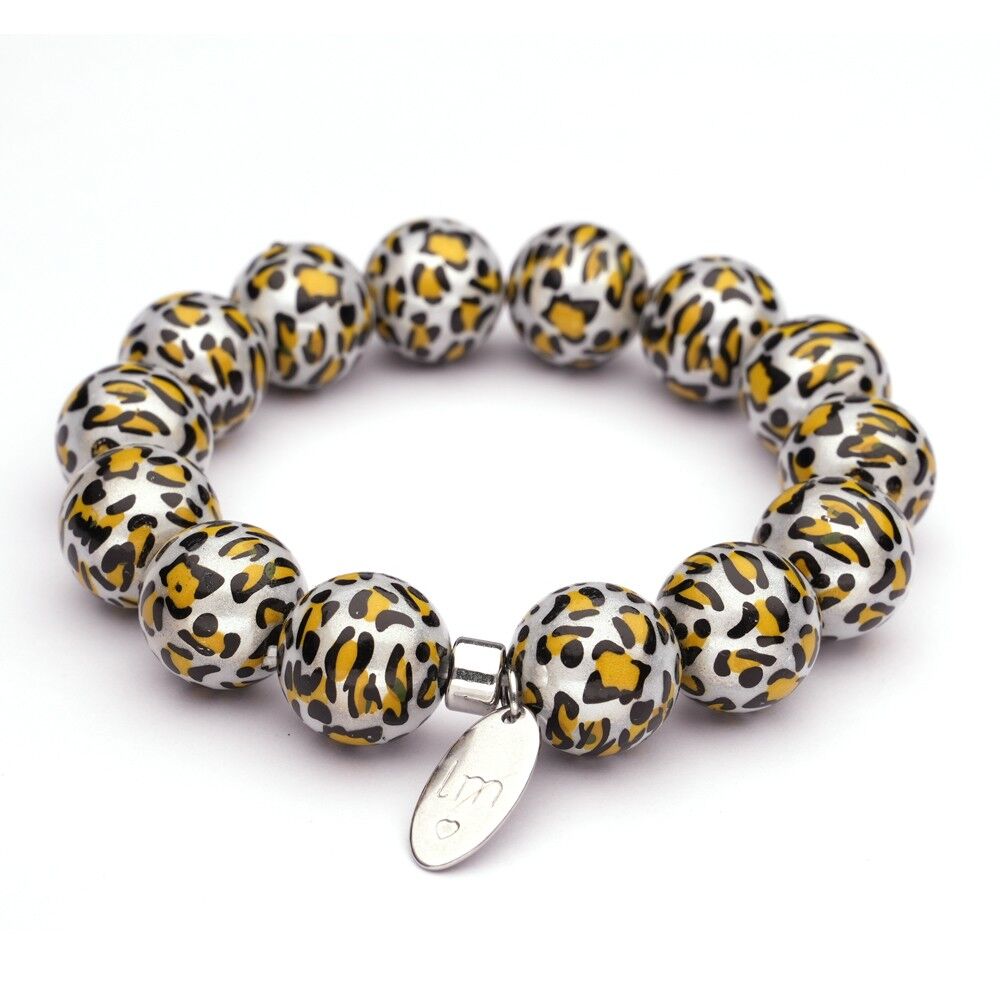 Pulsera LizzyMae Leopardo Gris 14mm