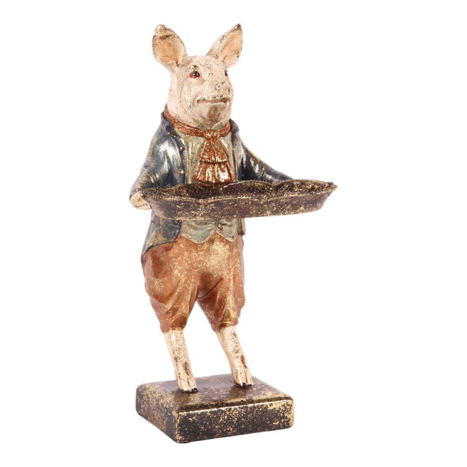 Fico.Maialino con piatto in resina 28 cm