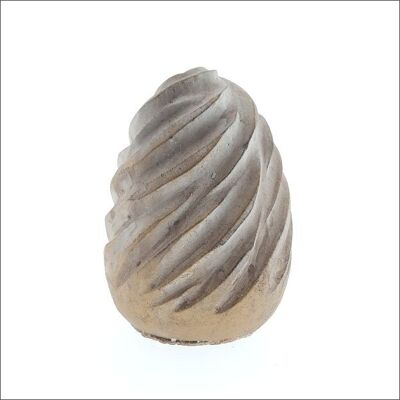 Oeuf de Pâques - terre cuite - marron clair - debout - 22 cm