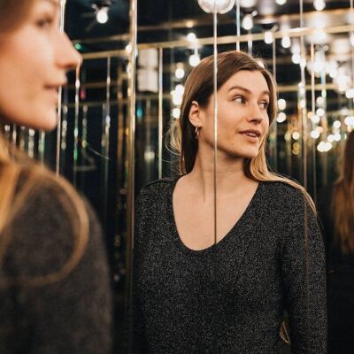 Body da allattamento Fev'her Mama in lurex nero