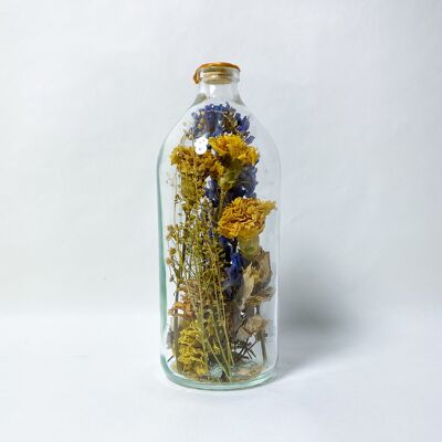 Getrocknete Blumen im Glas Harapan 1000 ml Gelbgoldwachs