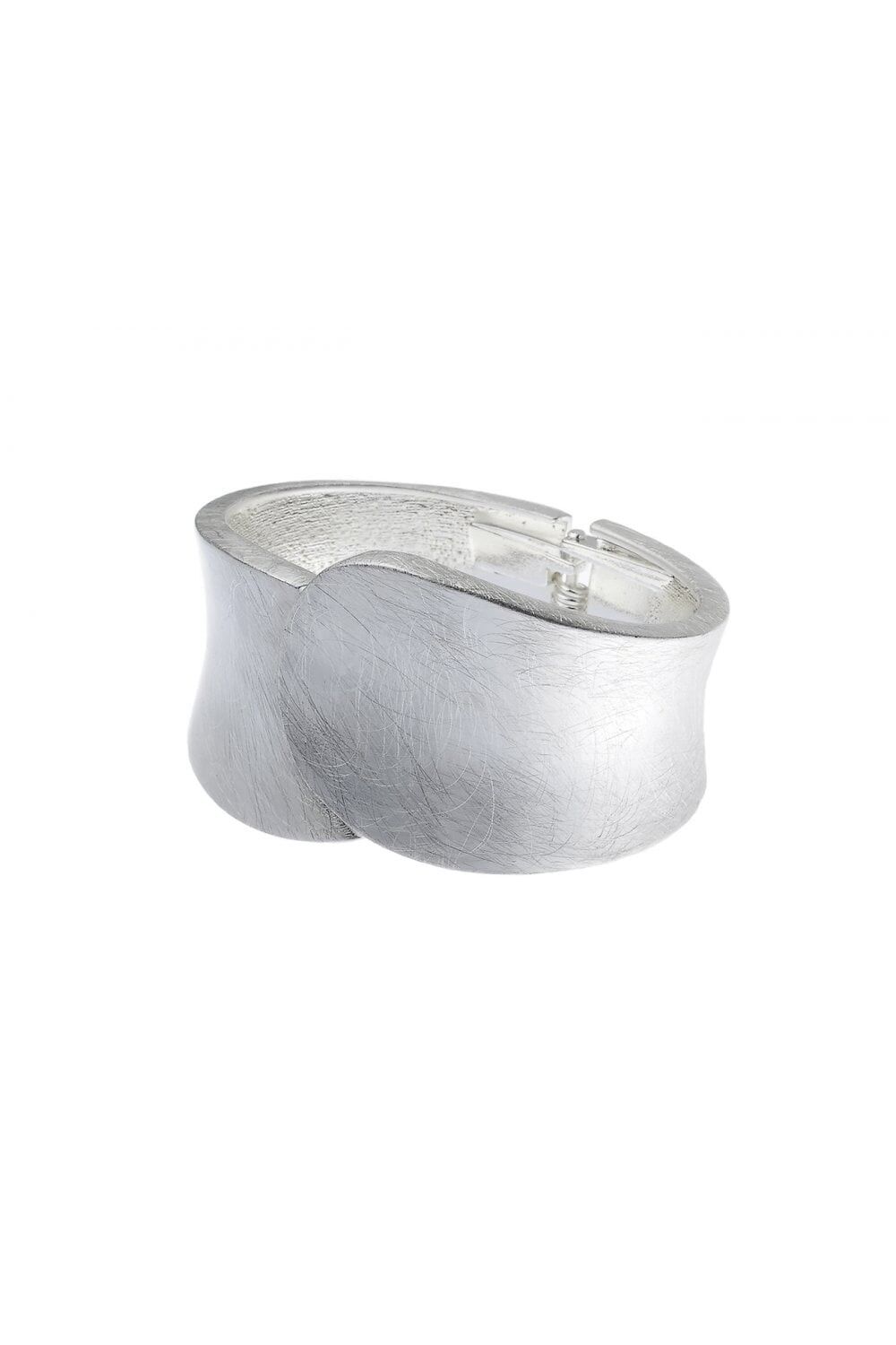 Scratched Silver Urban Edge Corset Style Hinged Bangle