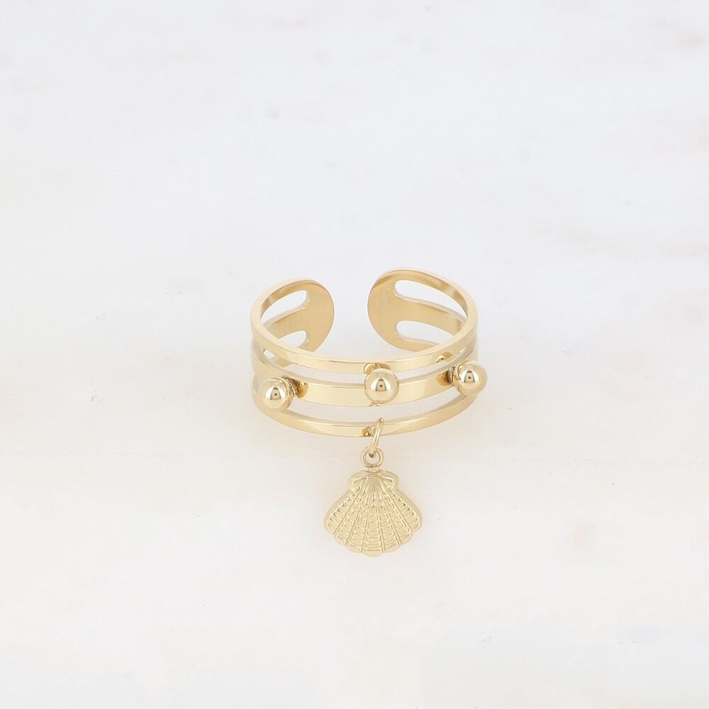 Anello - 3 anelli, palline e nappa di conchiglia