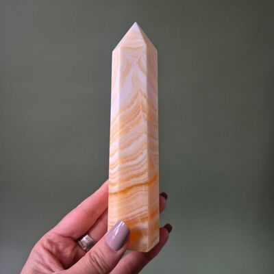 XL Yellow Calcite Obelisk Tower Statement Piece - 260 grams
