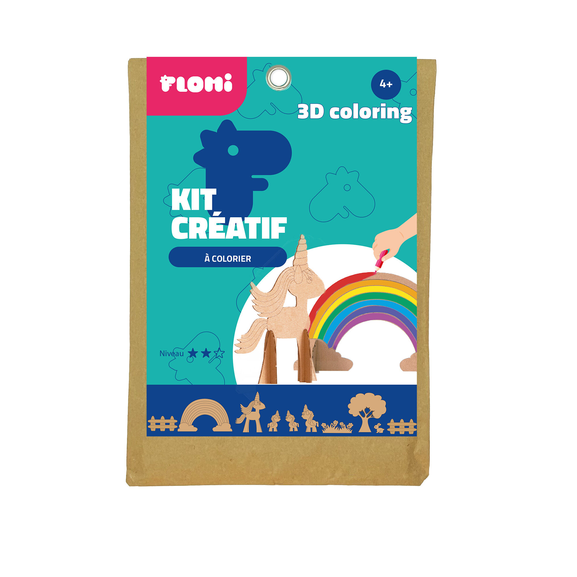 Kit créatif 3D écologique - Coloriage - Licornes 4+