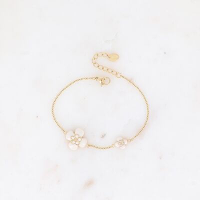 Bracciale - fiore smaltato a doppia cupola