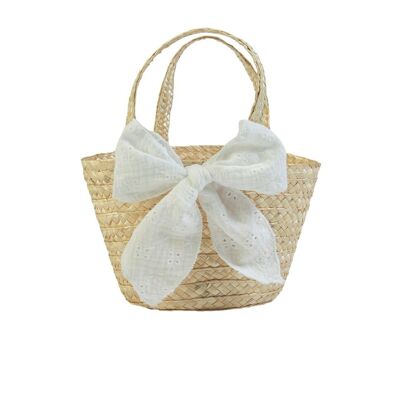 16518-O - Straw basket with bow - 100% handmade - SS 25