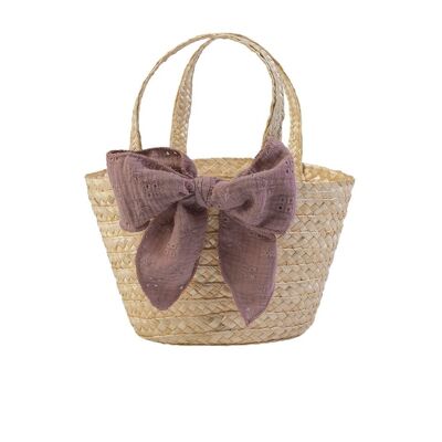 16518-P - Straw basket with bow - 100% handmade - SS 25