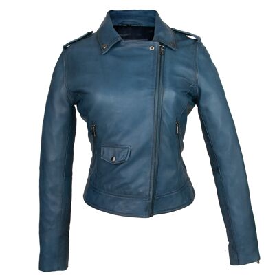 Damen-Jacken aus Zerimar | Abrigo de cuero elegant | Chaqueta para mujer | Abrigo Mujer Piel | Lässige Lederjacke – Azul