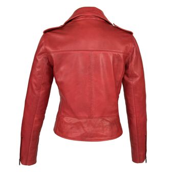 Chaquetas de peau de femme de Zerimar | Abrigo de cuir élégant | Chaqueta para mujer | Abrigo Mujer Piel | Chaqueta casual de cuero - Rojo 3