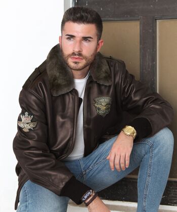 Chaqueta Blazer Zerimar | Chaqueta de cuero para hombre | Chaqueta de aviador | Chaqueta casual pour homme | Chaqueta de cuero élégante pour homme | Chaqueta de hombre - Nègre 4