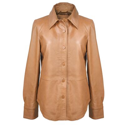 Chaqueta de cuero para mujer Zerimar | Chaqueta de cuero elegante | Chaqueta de mujer | Chaqueta de invierno | Chaqueta casual de mujer - Cogñac