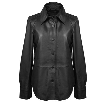 Chaqueta de cuero para mujer Zerimar | Chaqueta de cuero elegante | Chaqueta de mujer | Chaqueta de invierno | Chaqueta casual da donna - Negro