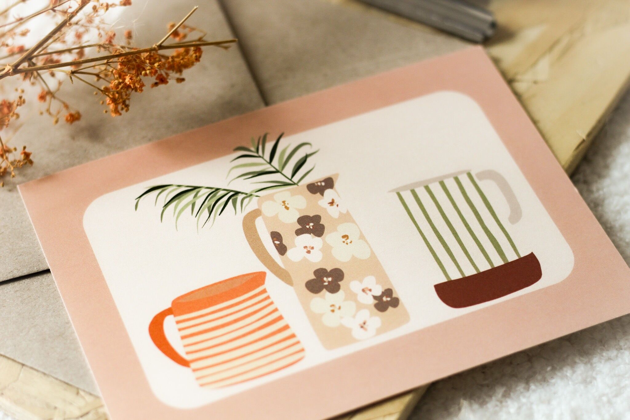 Tarjeta de felicitación | Jarrón y tazas