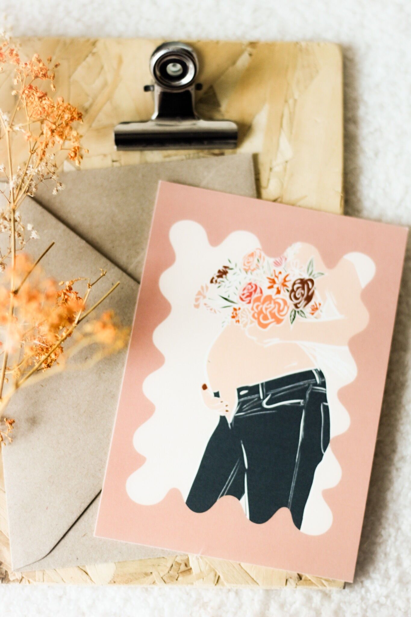 Tarjeta de felicitación | Flores de embarazo