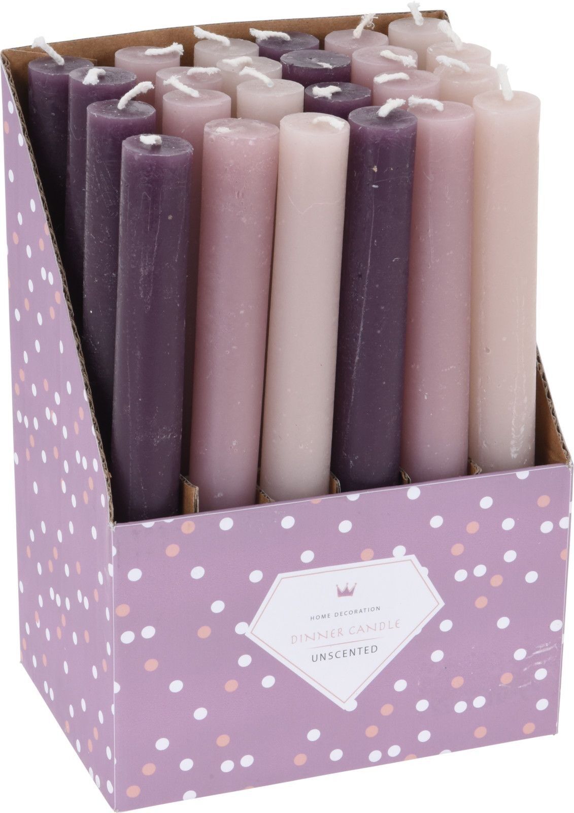 CANDELA DA CENA 20CM 3 COLORI CENERE ESPOSITORE ''LILA''