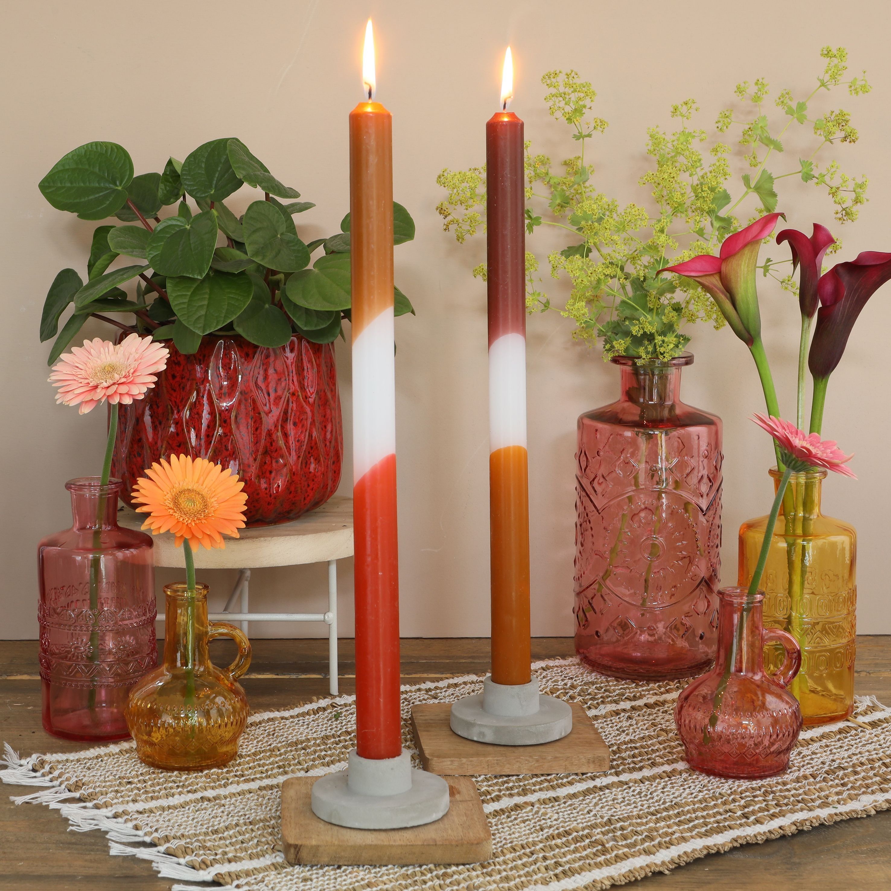 Candela conica Dip Dye - marrone set 2