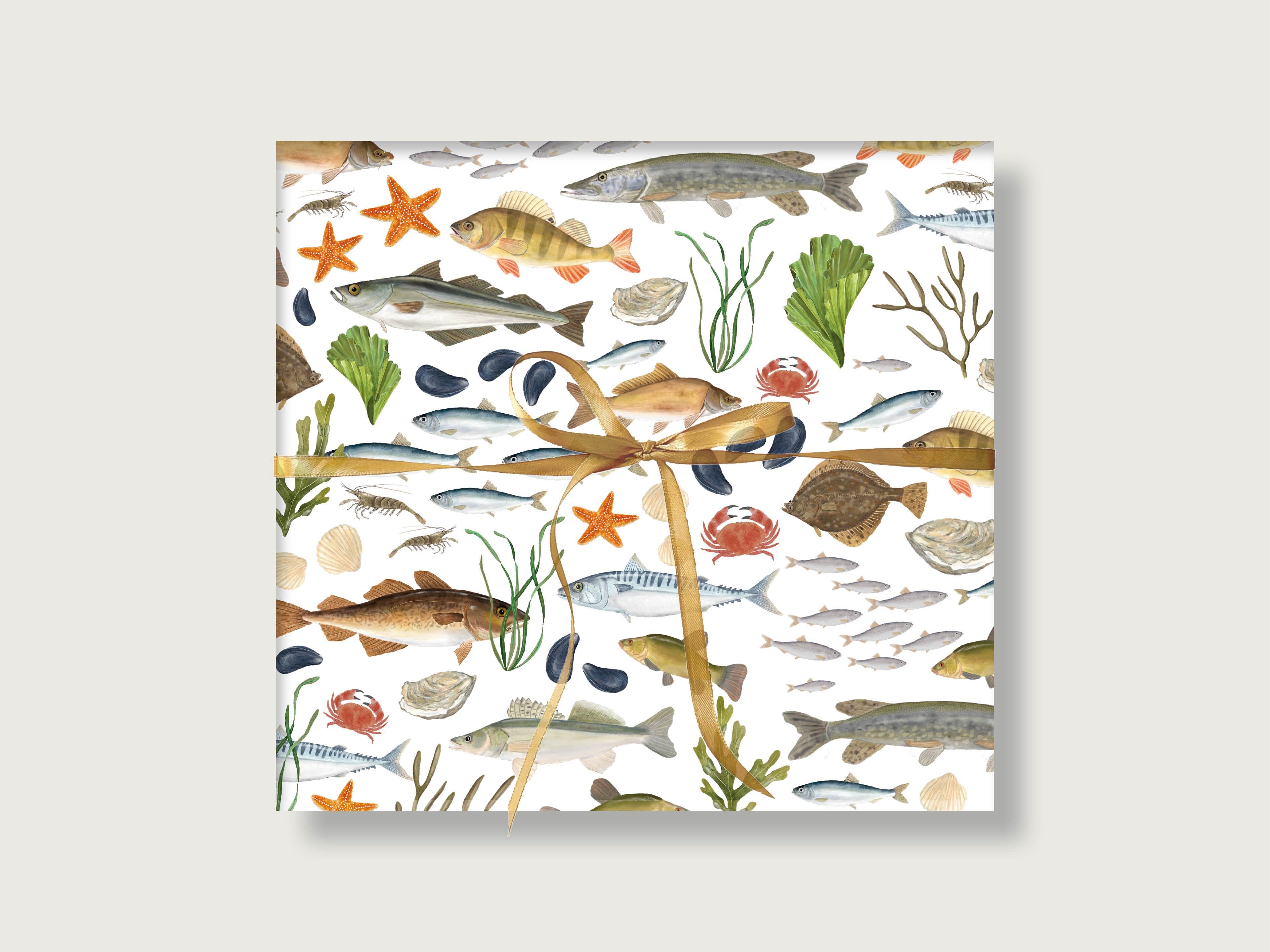 Geschenkpapier "Fische" | Din A2 | Bogen | Bögen | Illustration | Geburtstag | Illustration | Fische | Natur || HERZ & PAPIER