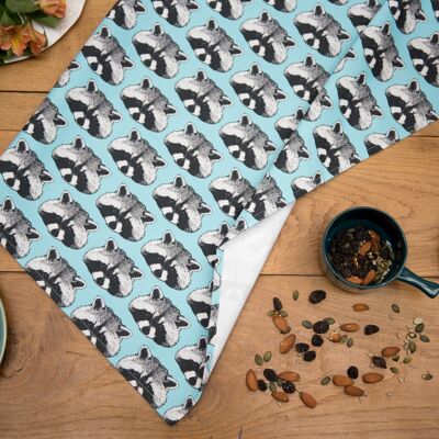 Raccoon Print Tea Towel