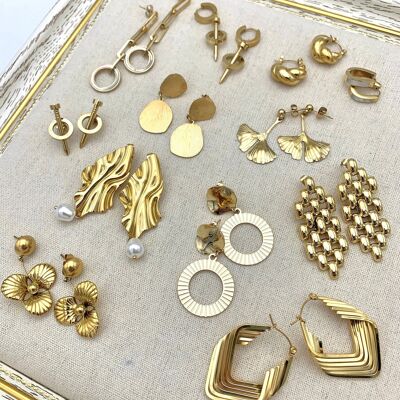 Set de 12 boucles d'oreilles en acier inoxydable sans présentoir SET136